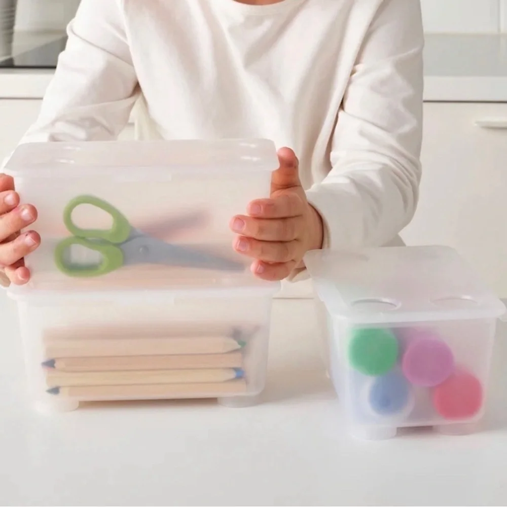 IKEA GLIS Box with Lid, Clear, 3 boxes